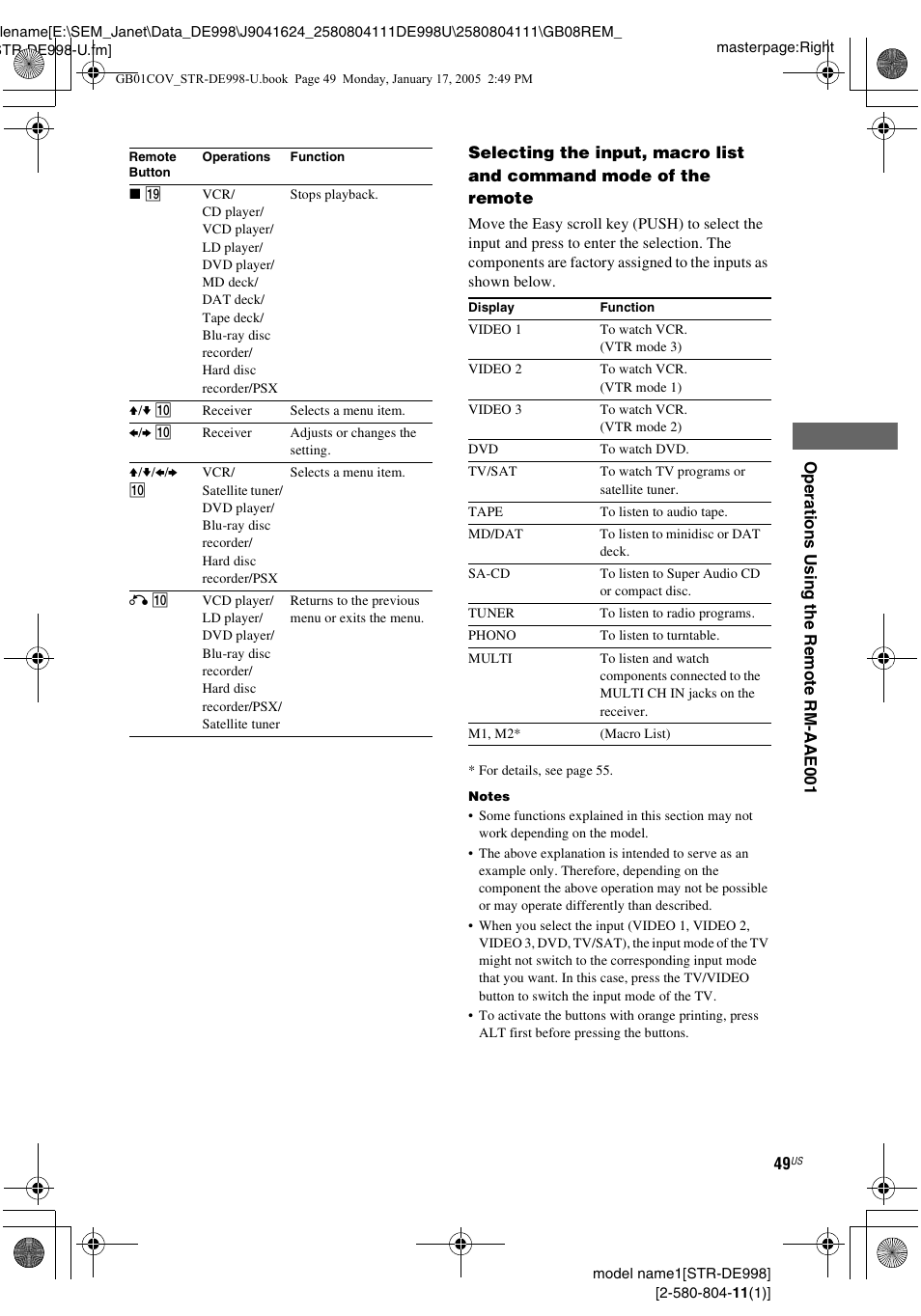 Sony STR-DE998 User Manual | Page 49 / 64