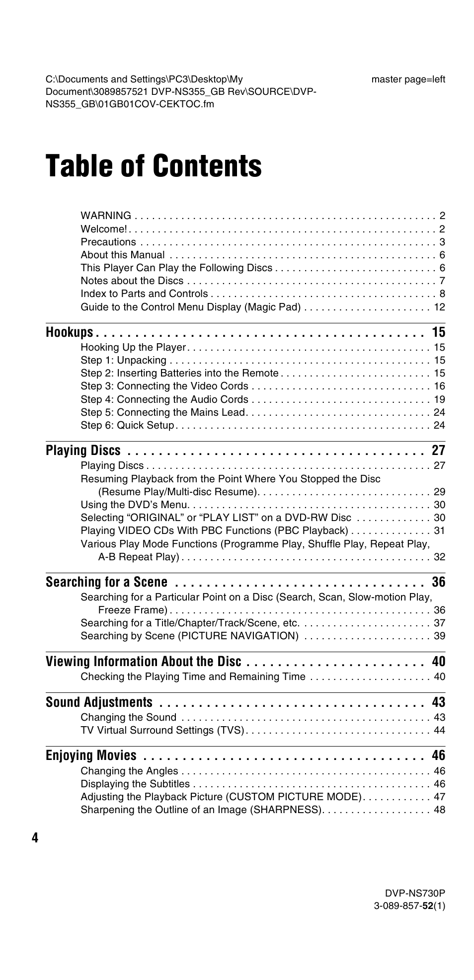Sony DVP-NS585P User Manual | Page 4 / 78