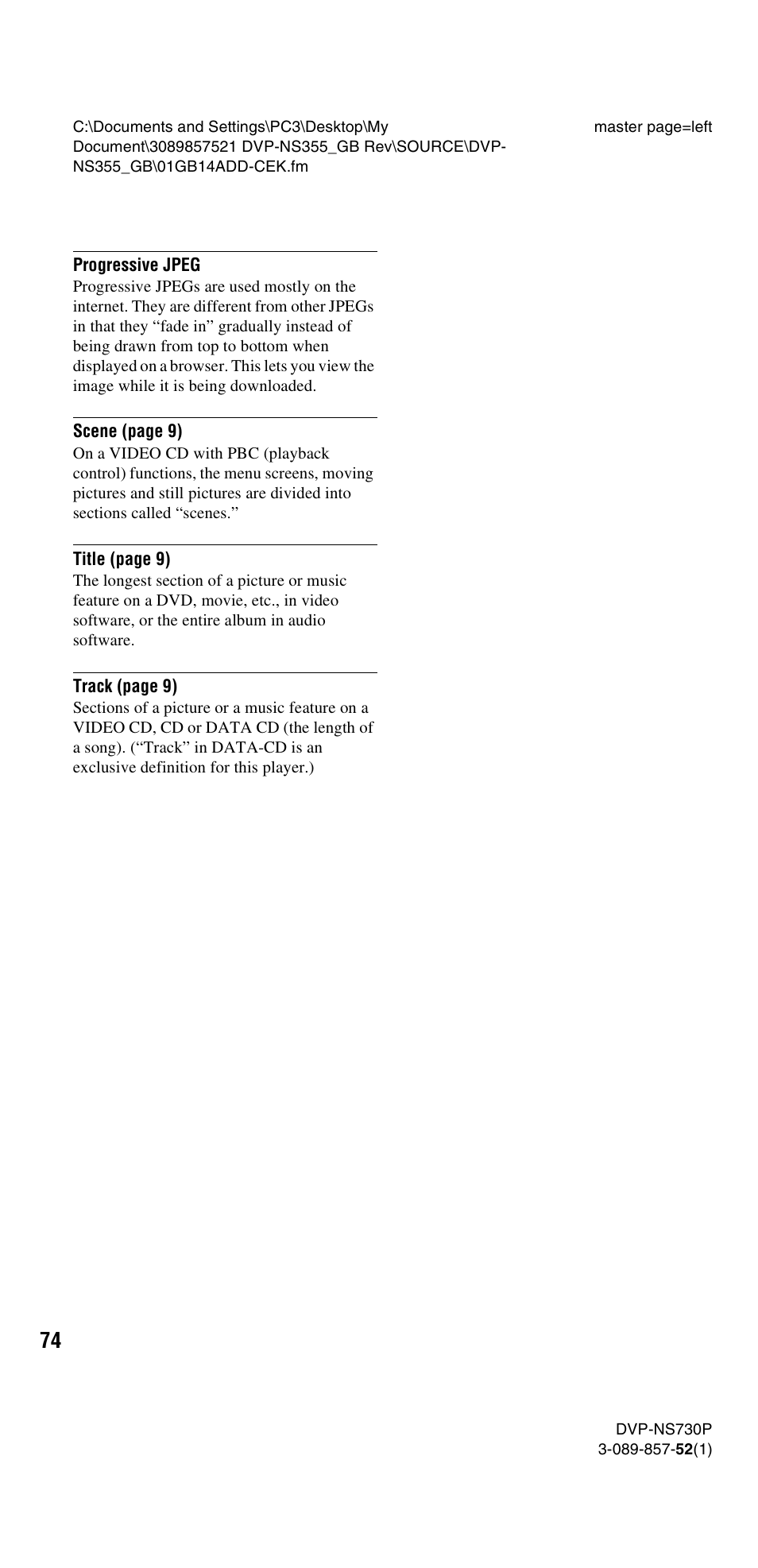Sony DVP-NS585P User Manual | Page 74 / 78