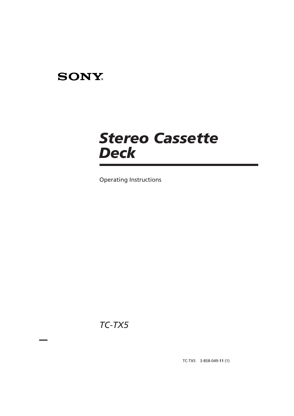 Sony TC-TX5 User Manual | 12 pages