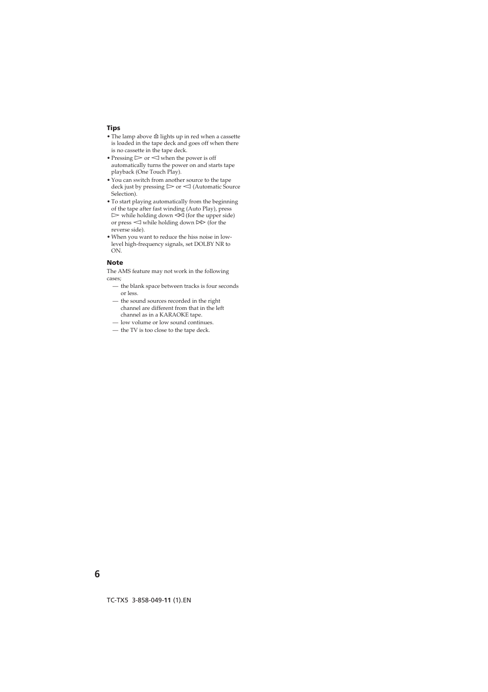 Sony TC-TX5 User Manual | Page 6 / 12