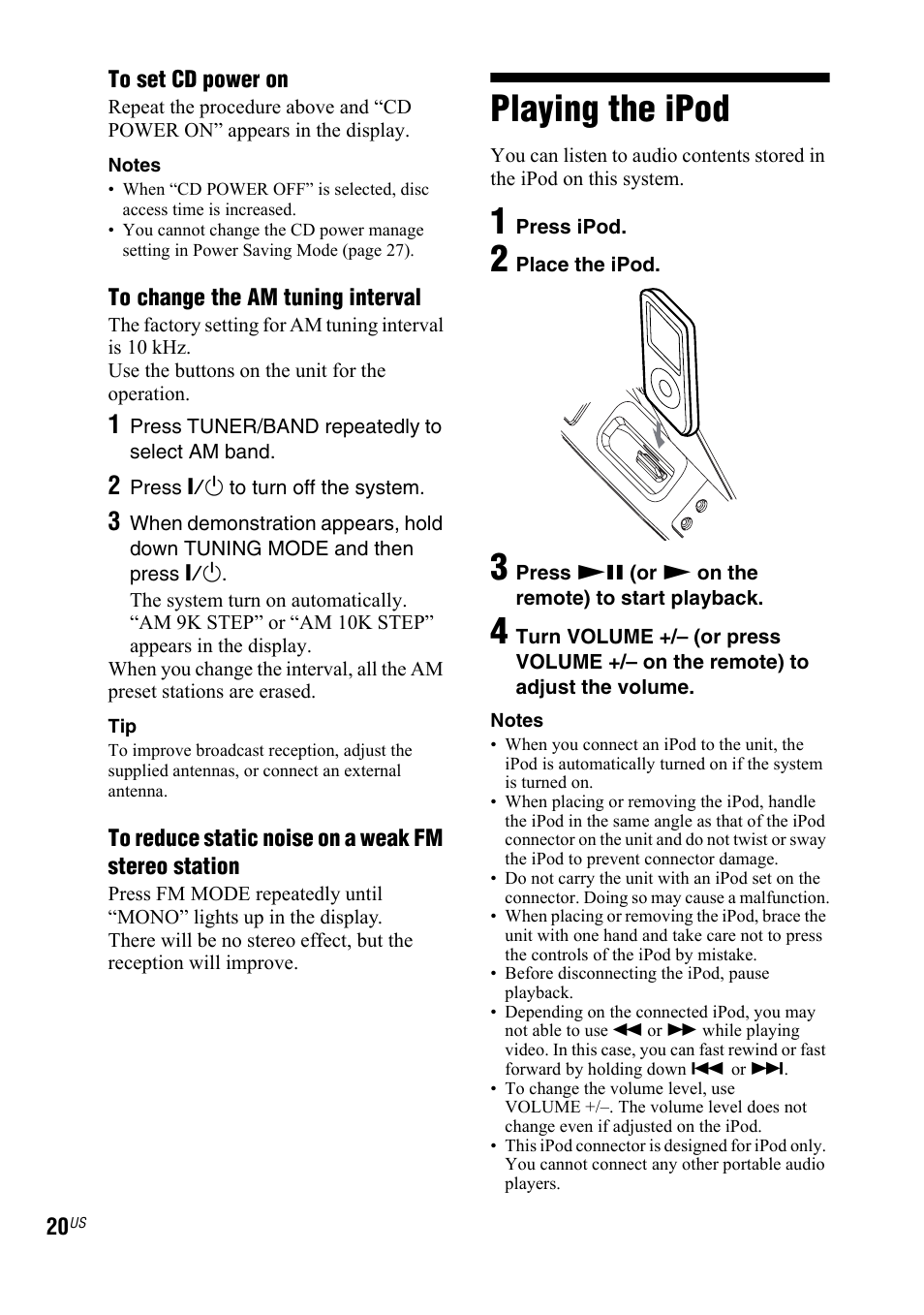 Playing the ipod | Sony Muteki LBT-ZX99I User Manual | Page 20 / 44