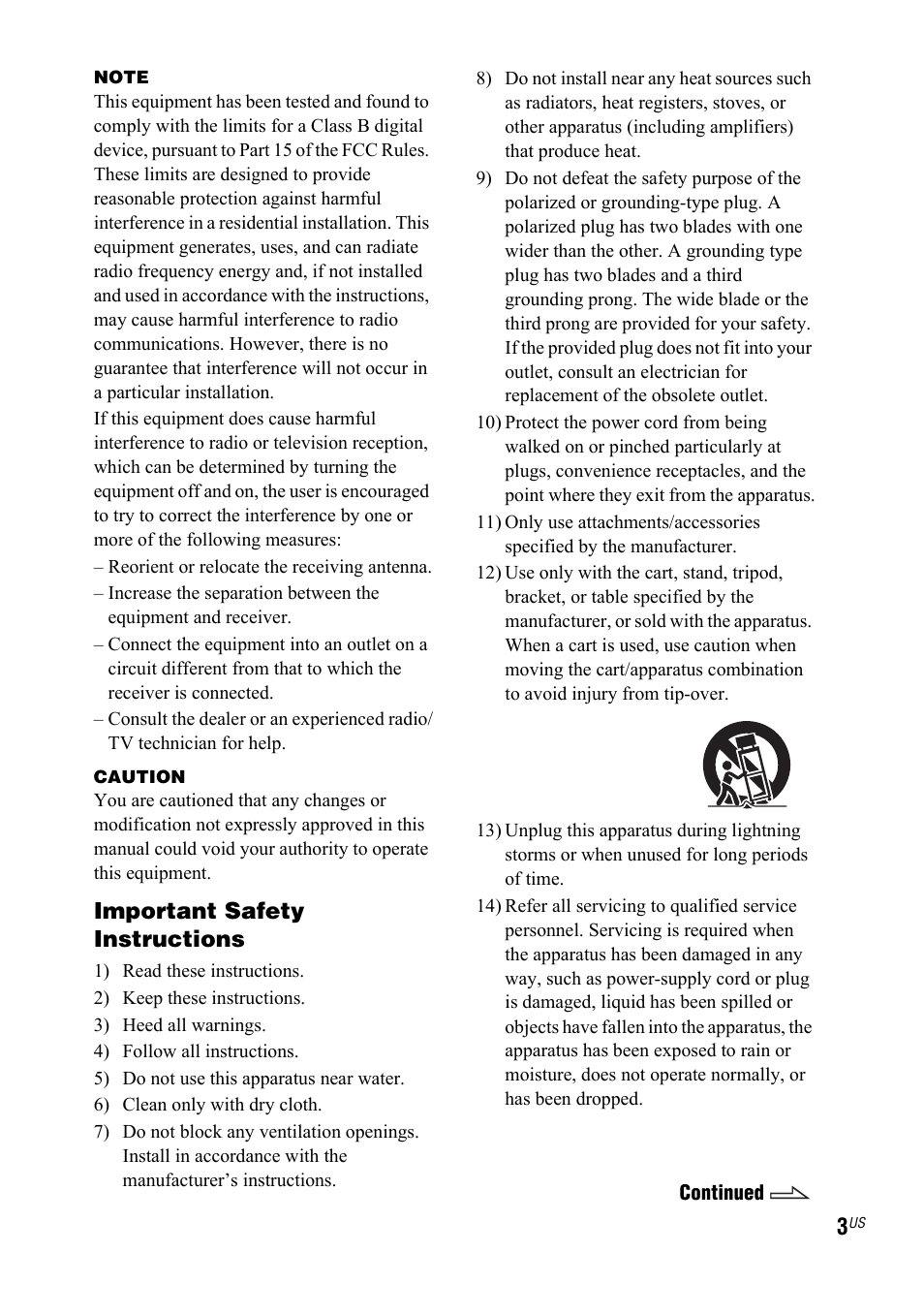 Important safety instructions | Sony Muteki LBT-ZX99I User Manual | Page 3 / 44