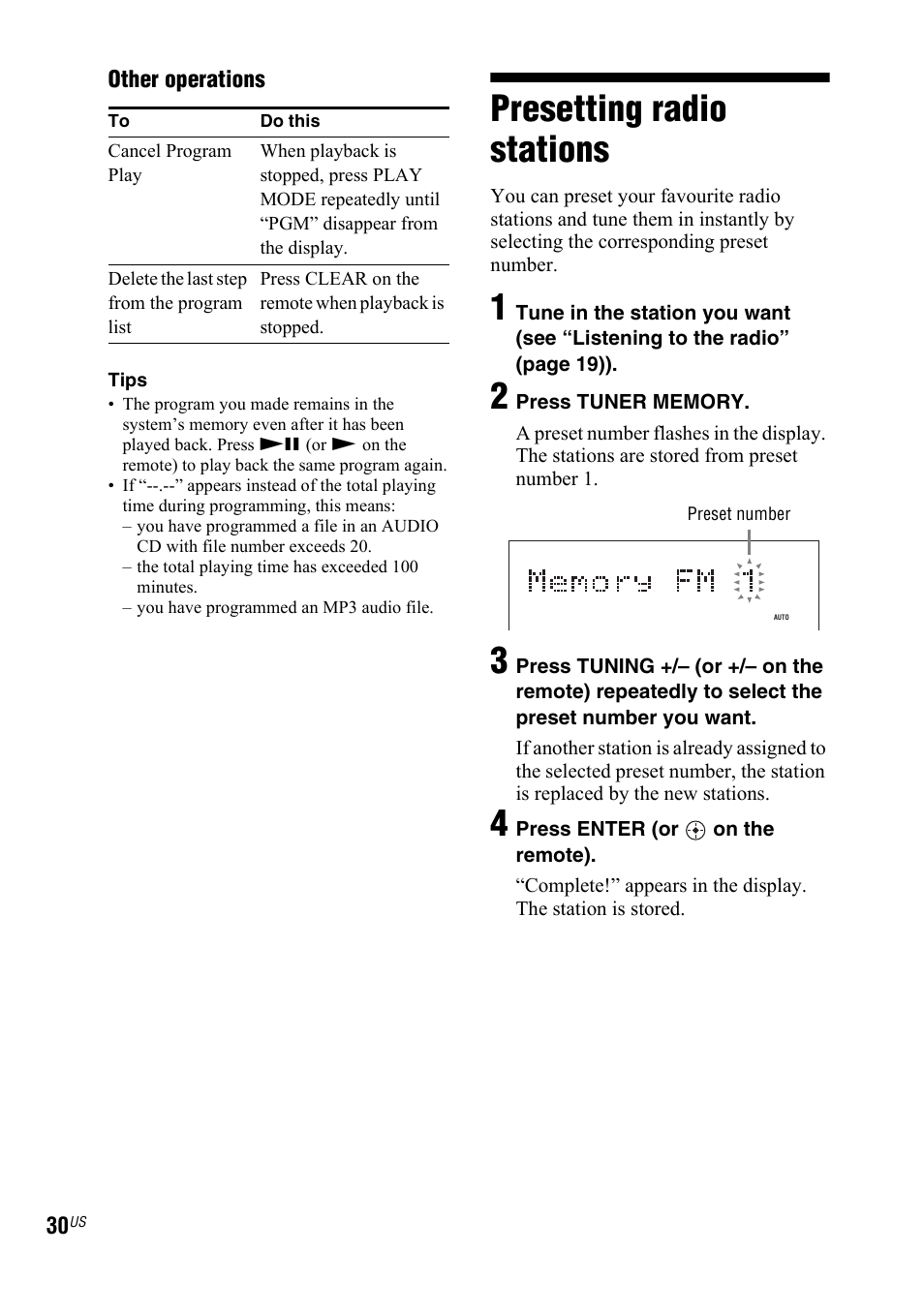 Presetting radio stations | Sony Muteki LBT-ZX99I User Manual | Page 30 / 44