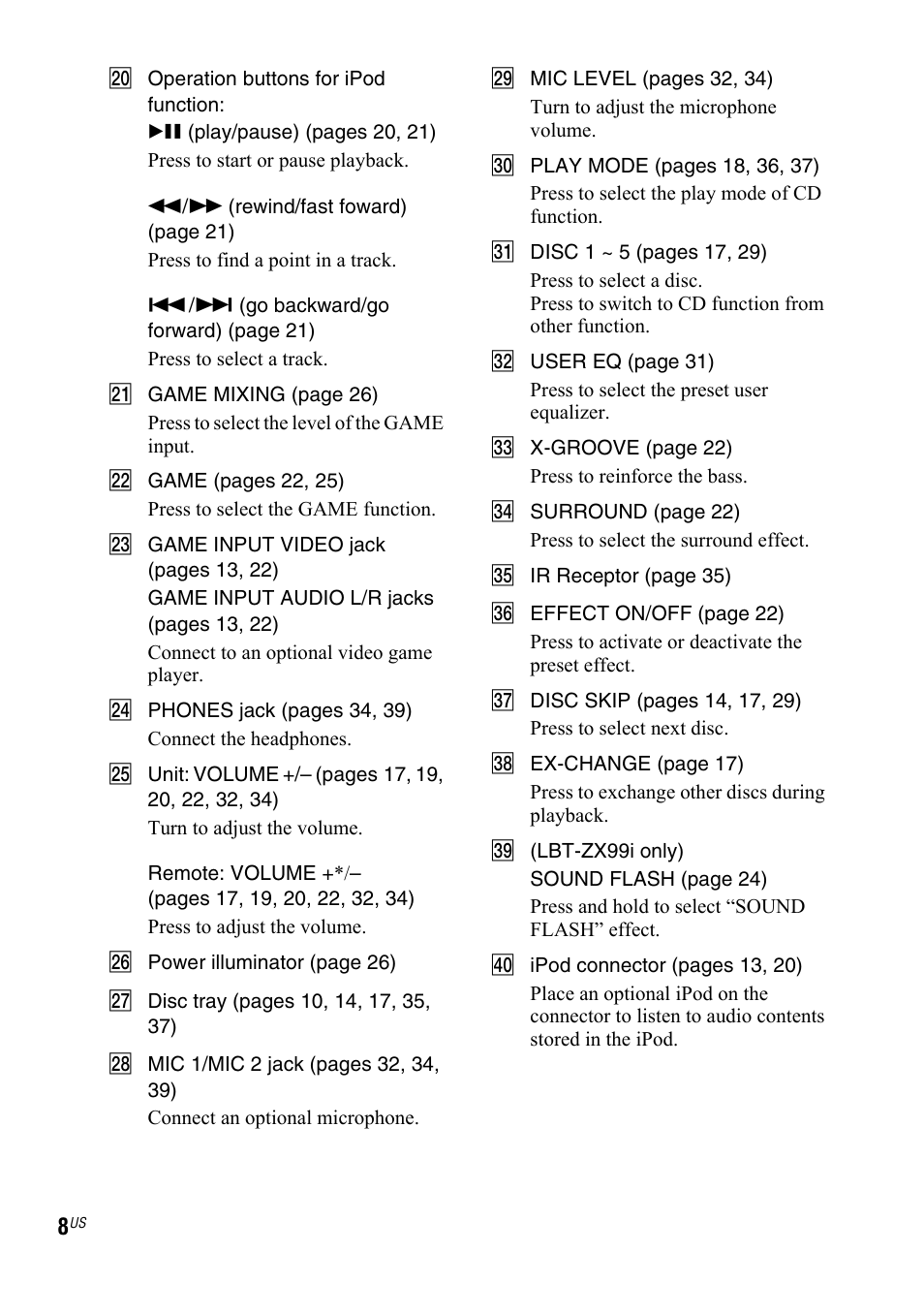 Sony Muteki LBT-ZX99I User Manual | Page 8 / 44