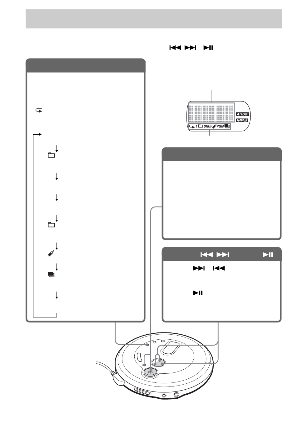Opciones de reproducción, Visualización | Sony ATRAC CD Walkman D-NE711 User Manual | Page 50 / 104