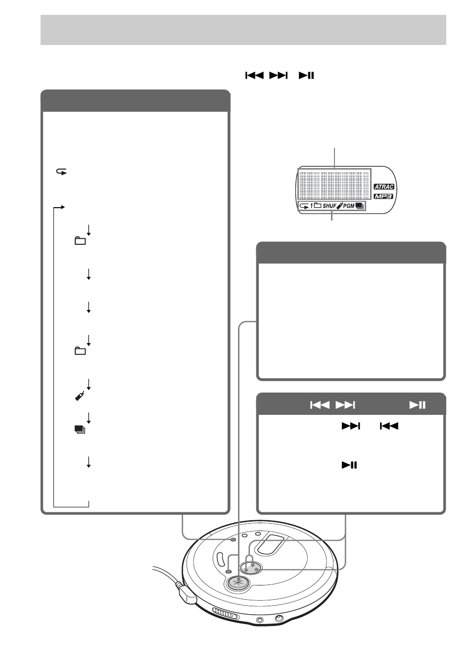 Opções de reprodução, Visor | Sony ATRAC CD Walkman D-NE711 User Manual | Page 84 / 104