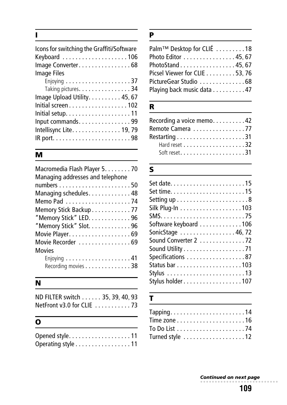 Sony PEG-NX73V User Manual | Page 109 / 112