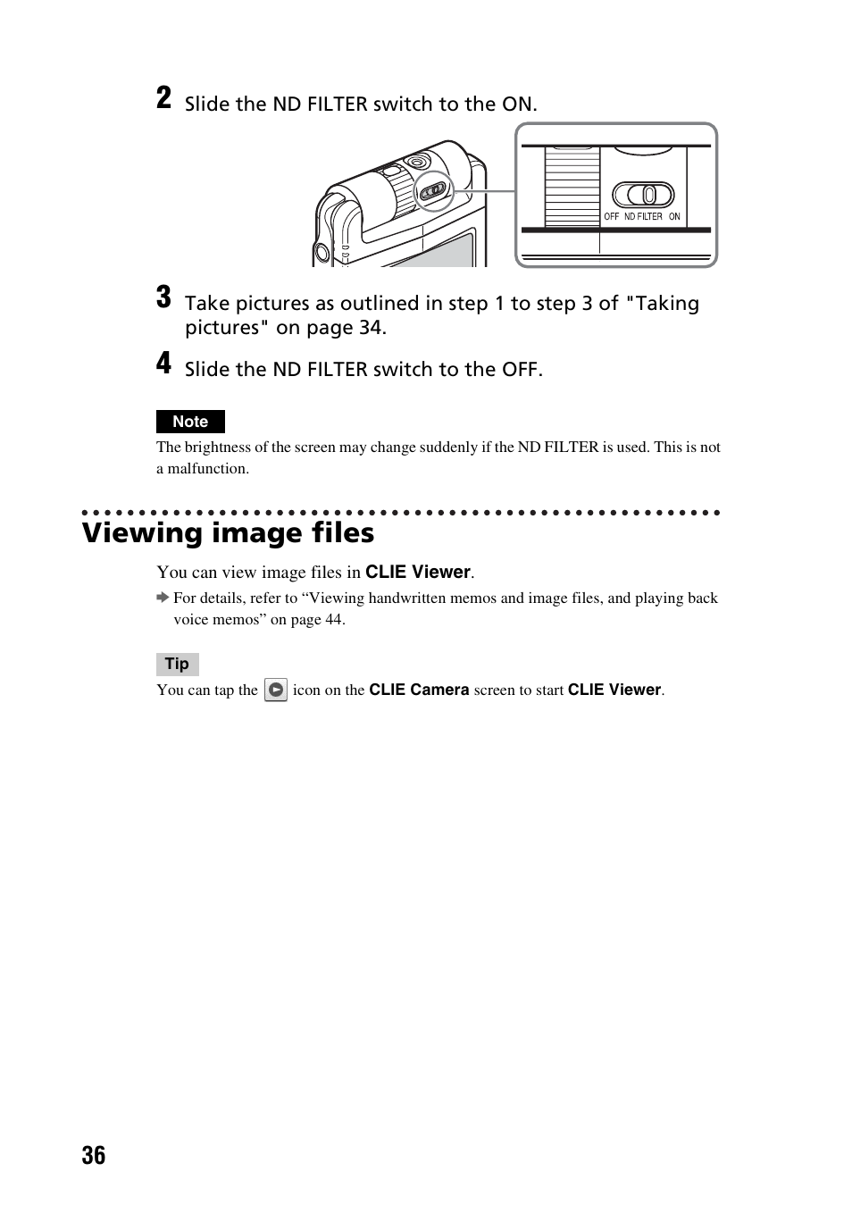 Viewing image files | Sony PEG-NX73V User Manual | Page 36 / 112