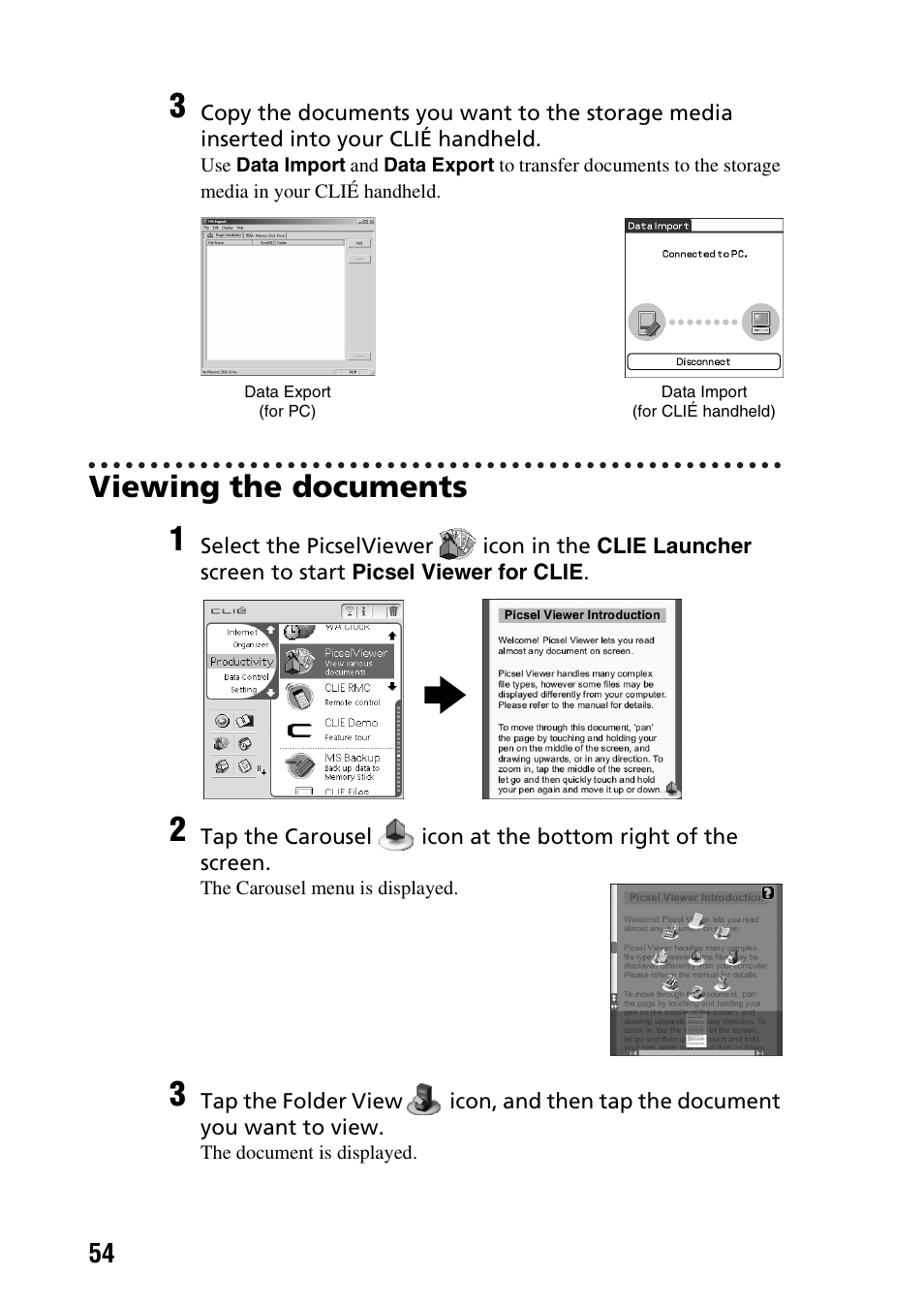 Viewing the documents | Sony PEG-NX73V User Manual | Page 54 / 112