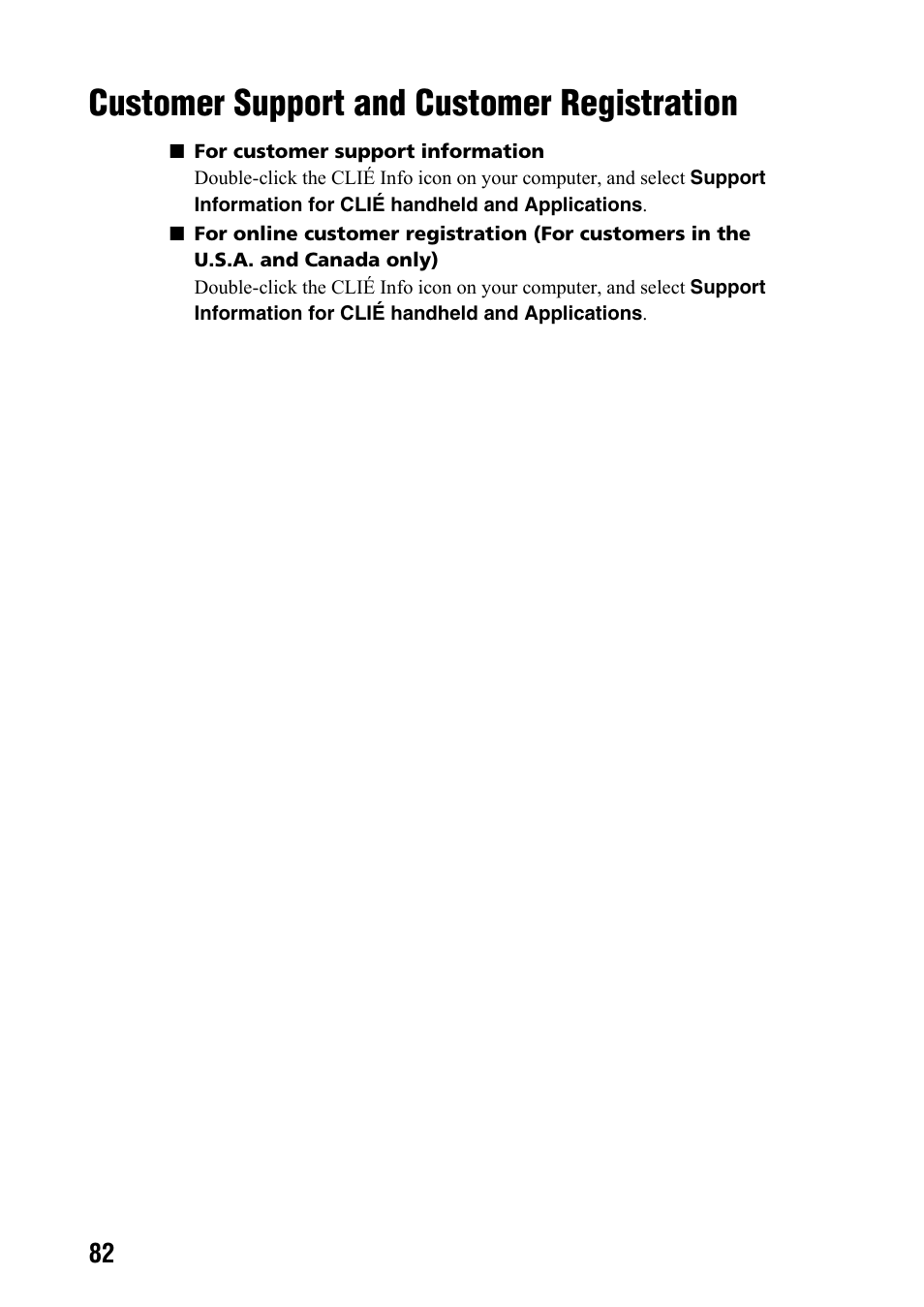 Customer support and customer registration, Customer support and customer, Registration | Sony PEG-NX73V User Manual | Page 82 / 112