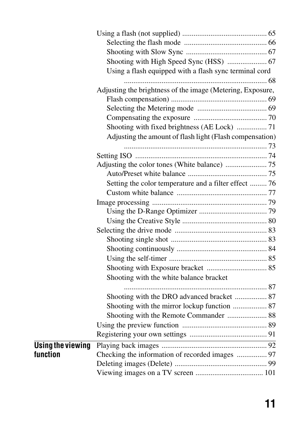 Sony A900 User Manual | Page 11 / 174