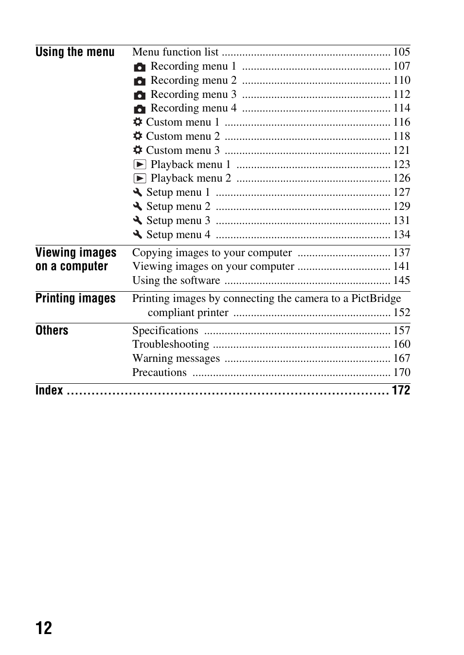 Sony A900 User Manual | Page 12 / 174