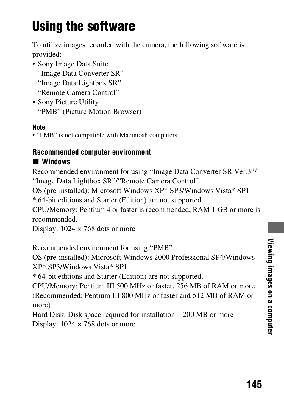 Using the software | Sony A900 User Manual | Page 145 / 174