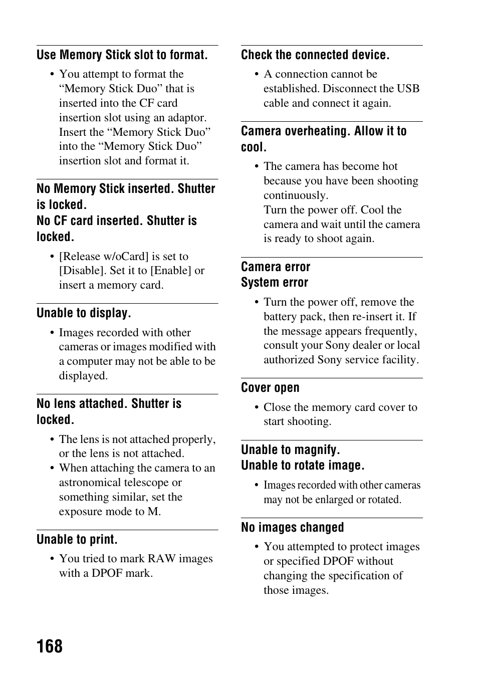 Sony A900 User Manual | Page 168 / 174