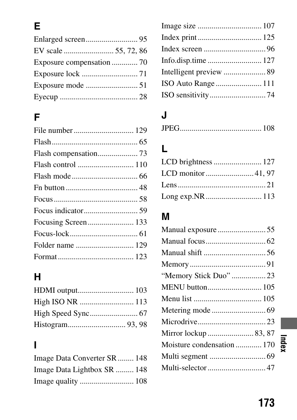 Sony A900 User Manual | Page 173 / 174