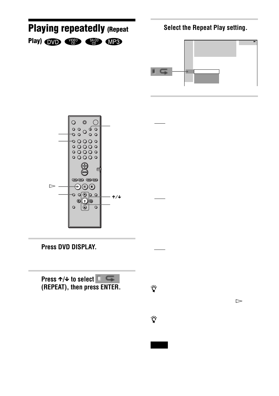 Playing repeatedly | Sony DAV-C770 User Manual | Page 42 / 88