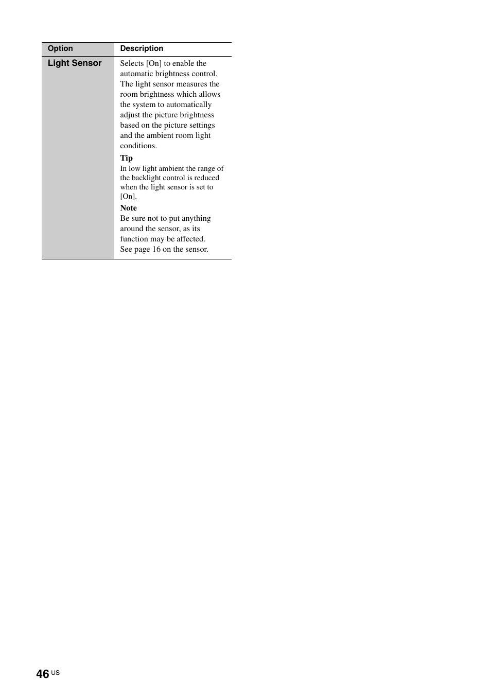 T sensor (46) | Sony TAV-L1 User Manual | Page 46 / 88