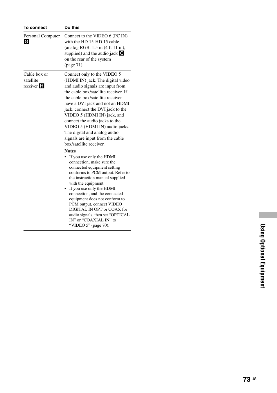 Sony TAV-L1 User Manual | Page 73 / 88