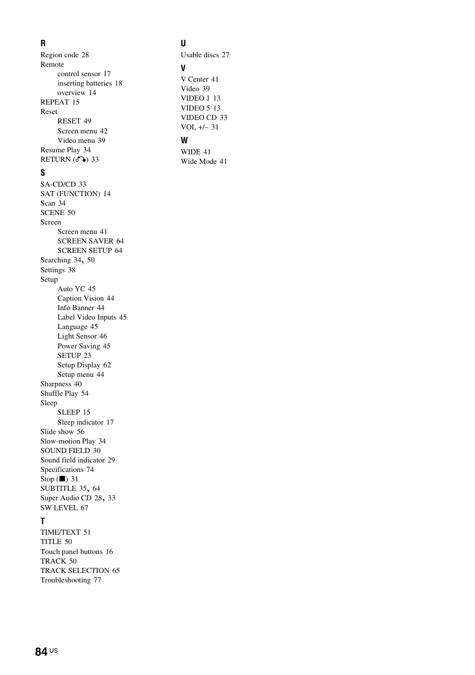 Sony TAV-L1 User Manual | Page 84 / 88