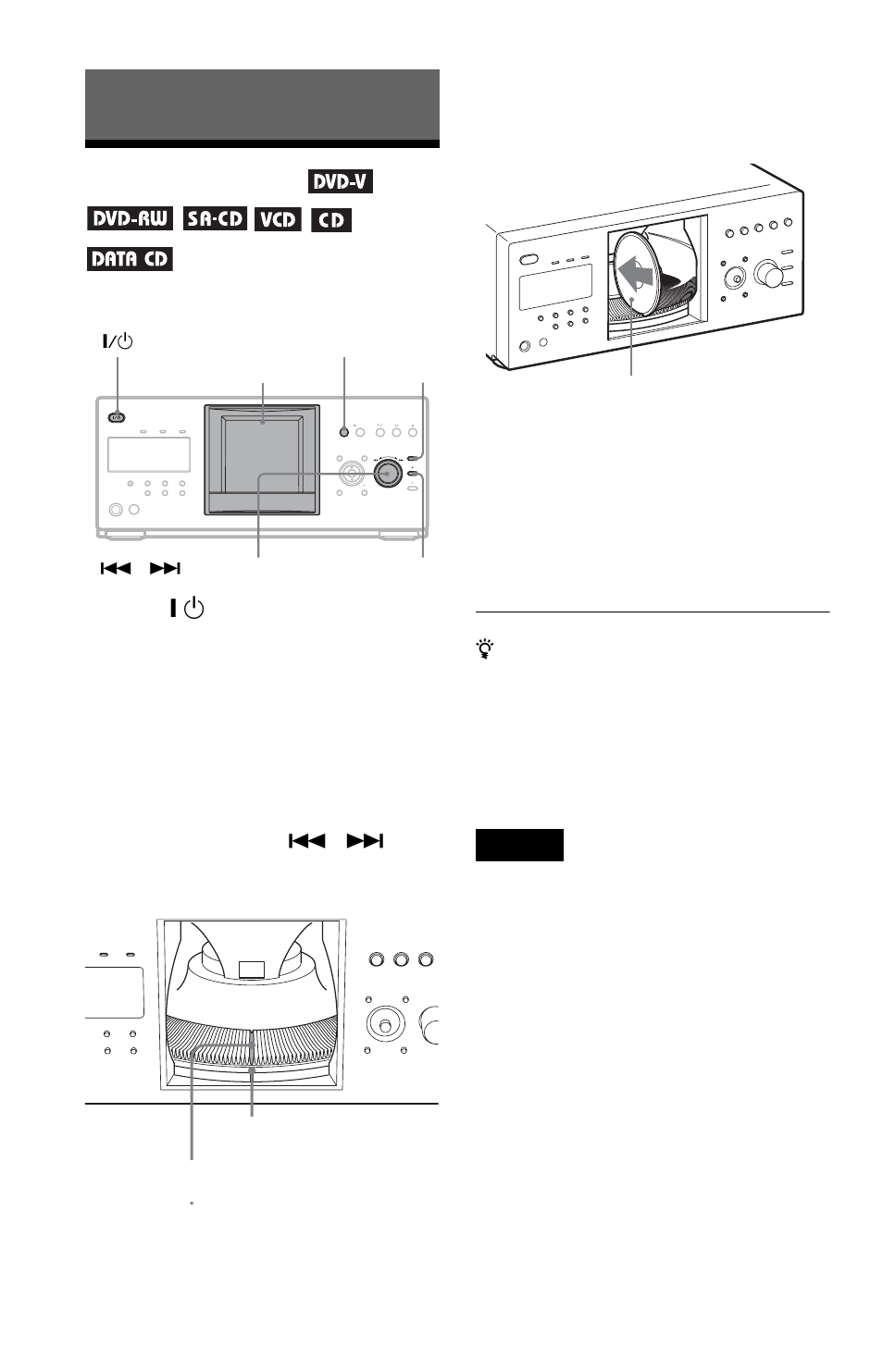 Playing discs, Inserting discs, R (32) | Sony DVP-CX985V User Manual | Page 32 / 104