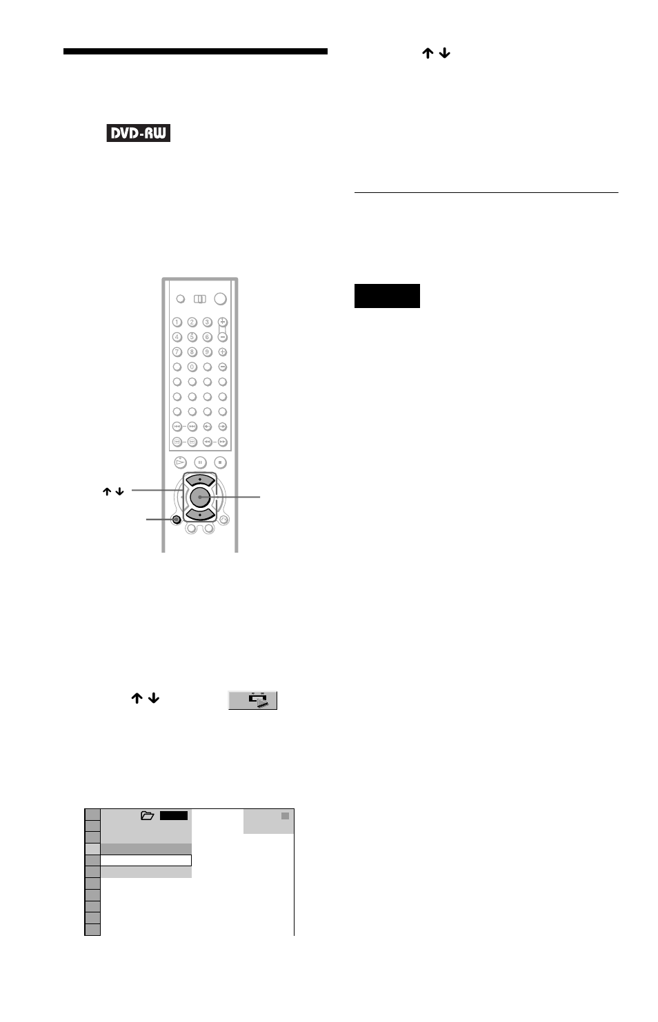 Selecting “original” or “play list” on a dvd- rw, Selecting “original” or “play list” on a dvd-rw | Sony DVP-CX985V User Manual | Page 38 / 104