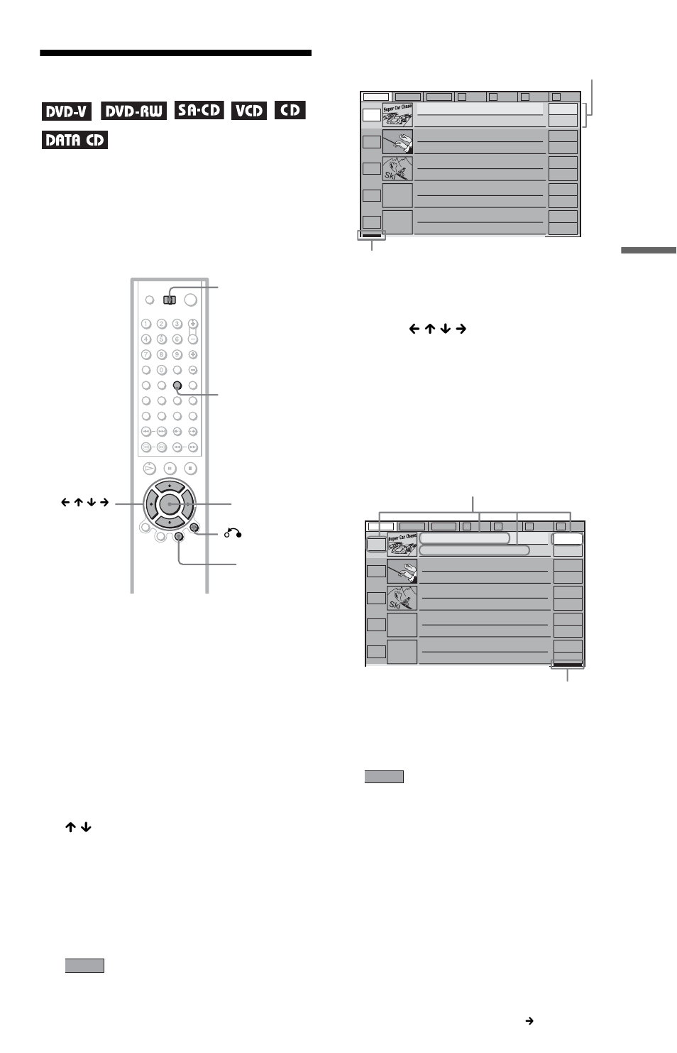 Sorting discs (sort mode), Sorting discs, Sort mode) | Press, Press enter | Sony DVP-CX985V User Manual | Page 57 / 104