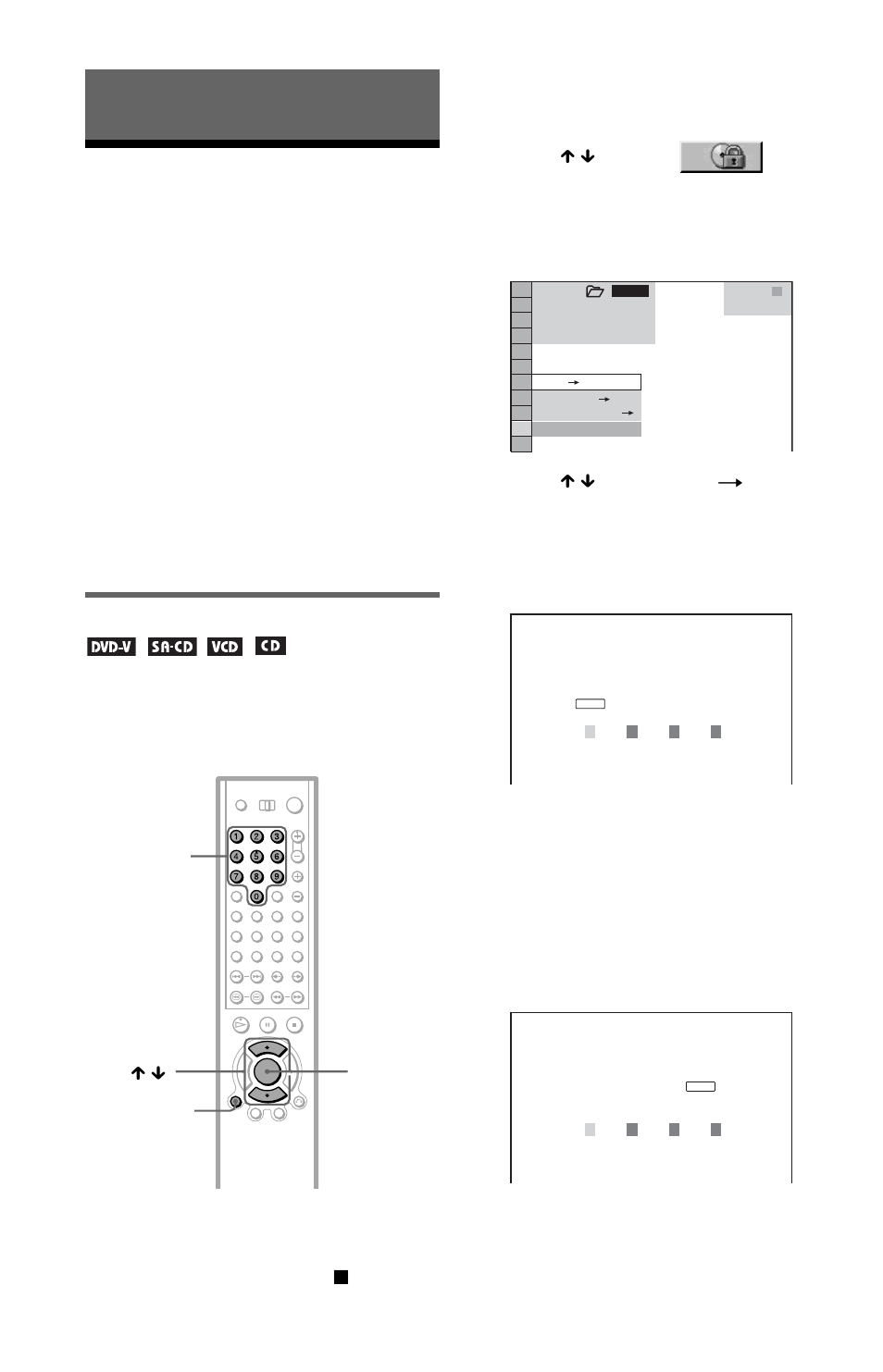 Using various additional functions, Locking discs (custom parental control, Parental control) | Locking discs, Custom parental control, Custom parental control, parental control) | Sony DVP-CX985V User Manual | Page 78 / 104