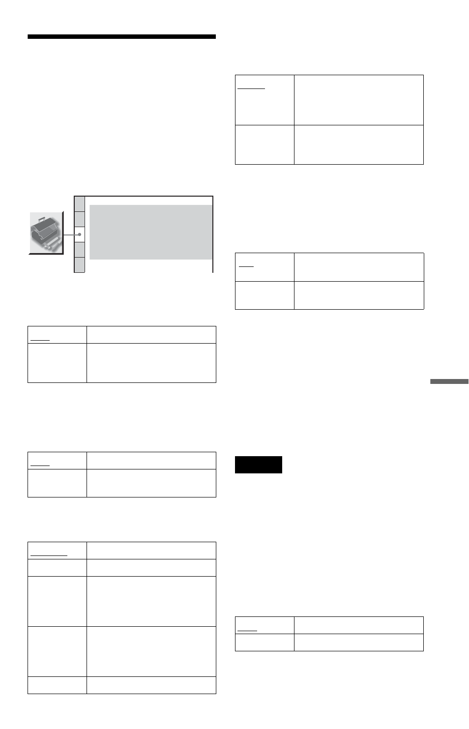 Custom settings (custom setup), Custom settings, Custom setup) | Auto power off, Auto play, Dimmer, Pause mode (dvd video/dvd-rw only), Track selection (dvd video only) | Sony DVP-CX985V User Manual | Page 89 / 104