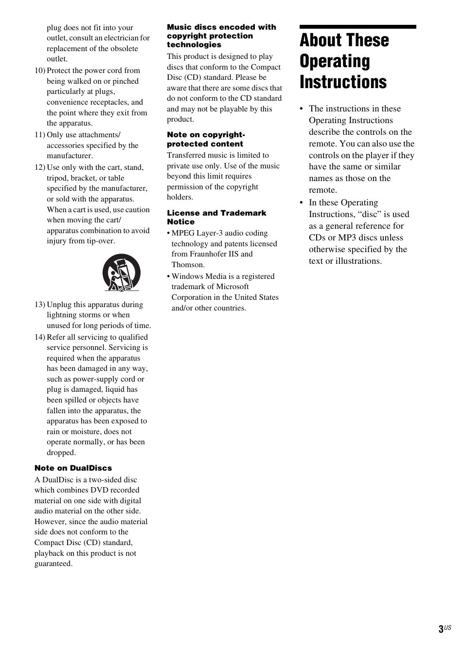 About these operating instructions | Sony CDPCE500 User Manual | Page 3 / 24