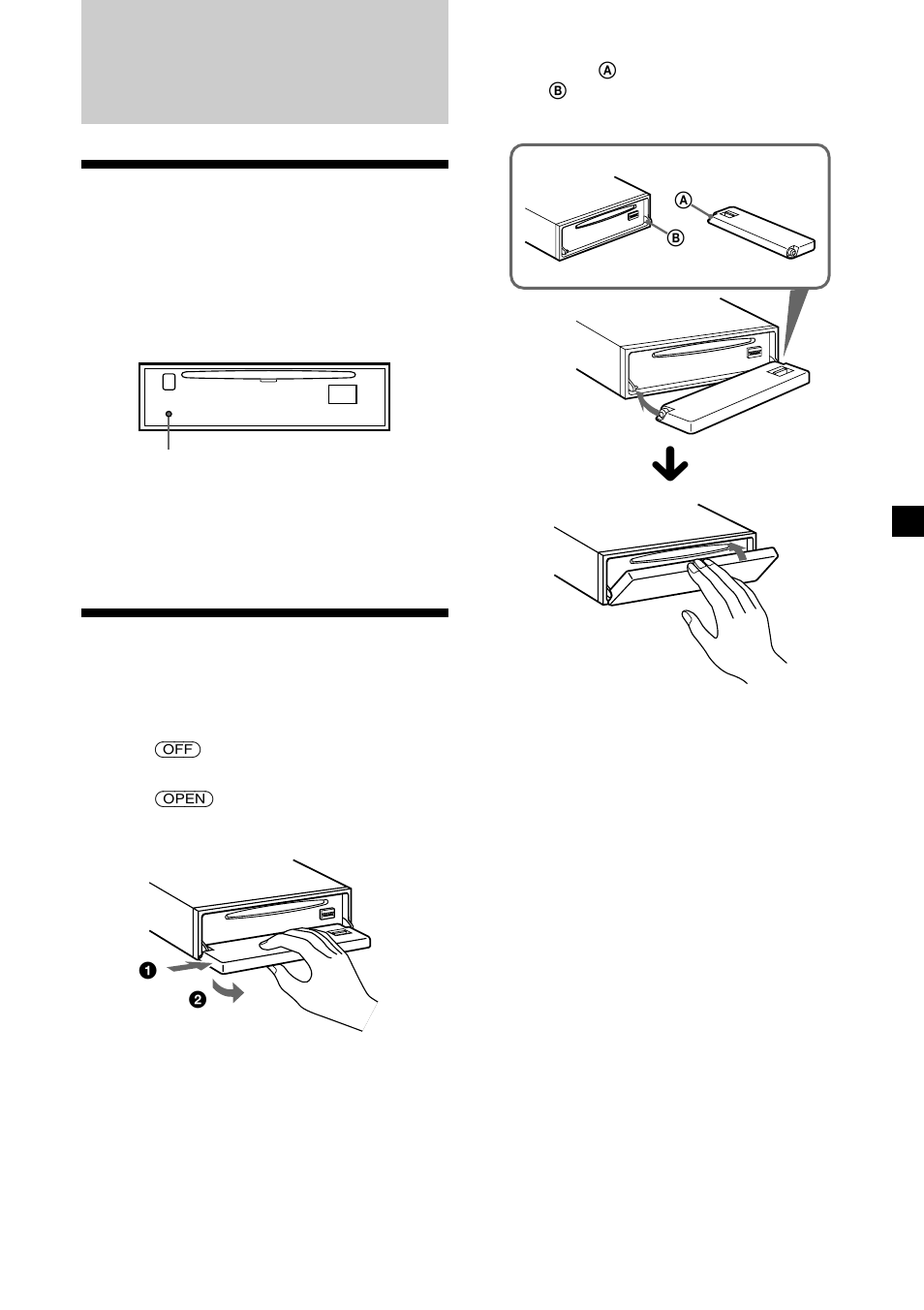 Getting started, Resetting the unit, Detaching the front panel | Sony CDX-C7000X User Manual | Page 7 / 28