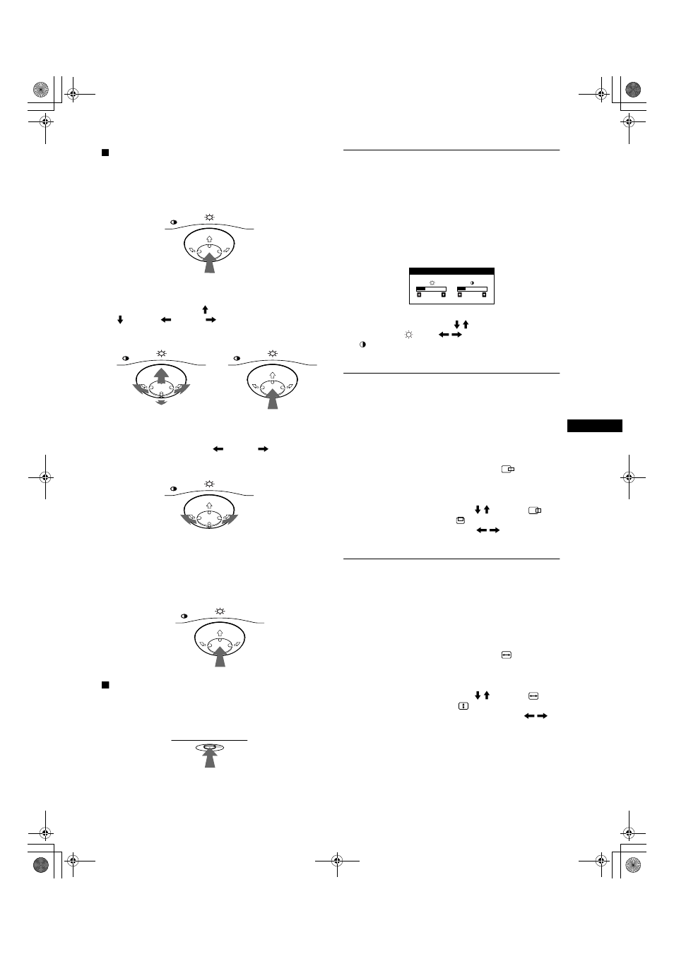 Adjusting the brightness and contrast, Adjusting the centering of the picture (center), Adjusting the size of the picture (size) | Sony CPD-G200 User Manual | Page 9 / 46