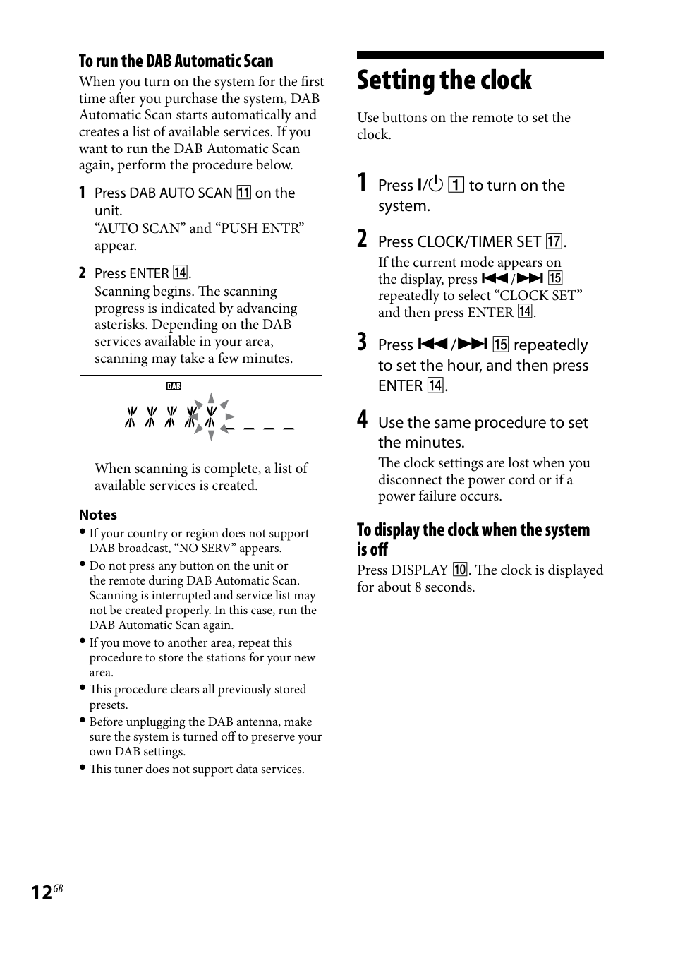 Setting the clock | Sony CMT-BX7DAB User Manual | Page 12 / 32