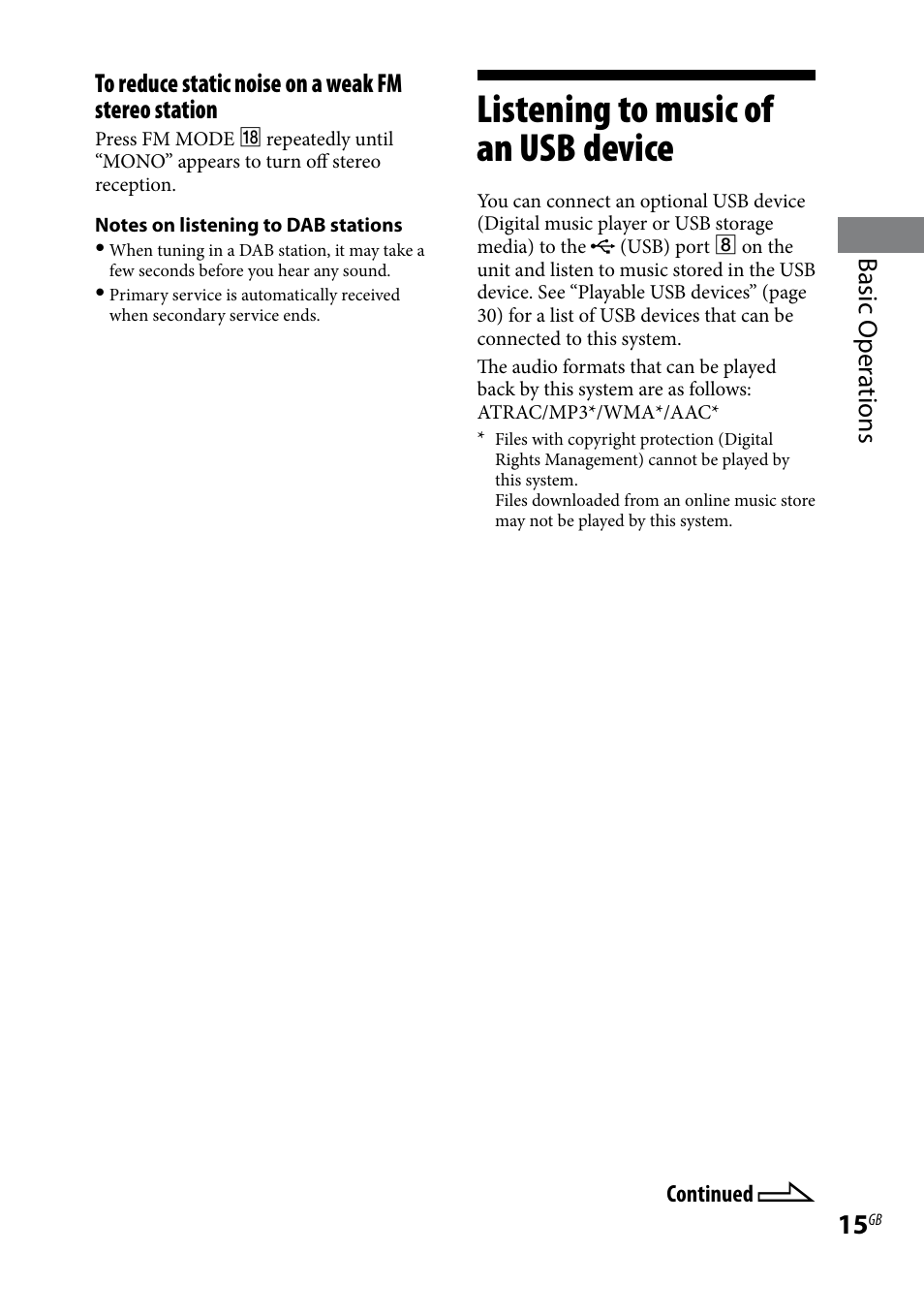 Listening to music of an usb device, Listening to music of an usb, Device | Sony CMT-BX7DAB User Manual | Page 15 / 32