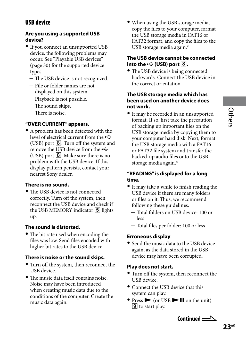 Others usb device | Sony CMT-BX7DAB User Manual | Page 23 / 32