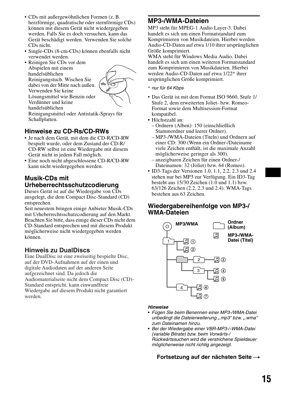 Mp3-/wma-dateien | Sony CDX-A360 User Manual | Page 33 / 96