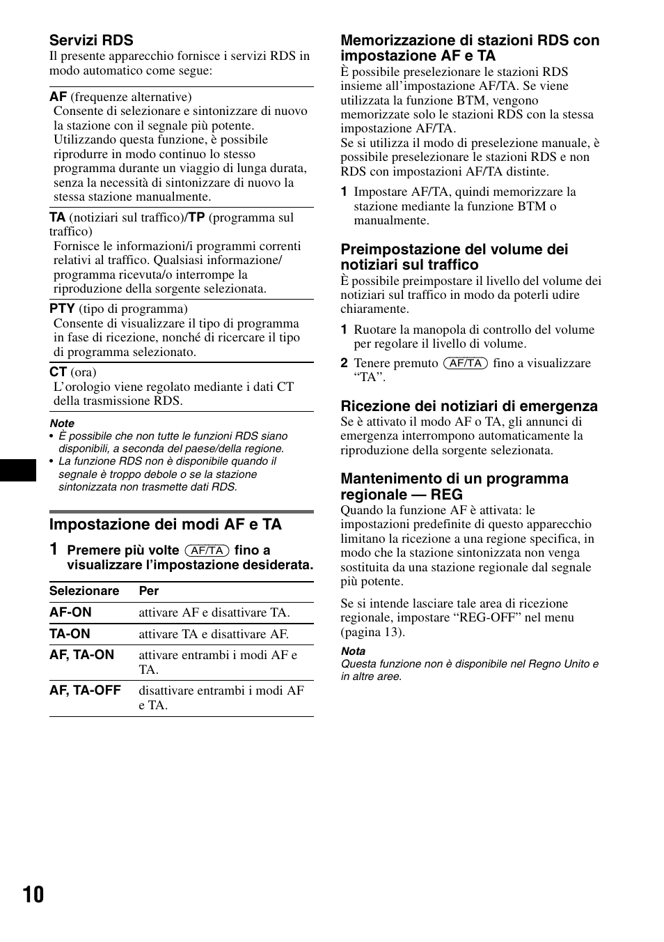 Impostazione dei modi af e ta | Sony CDX-A360 User Manual | Page 66 / 96