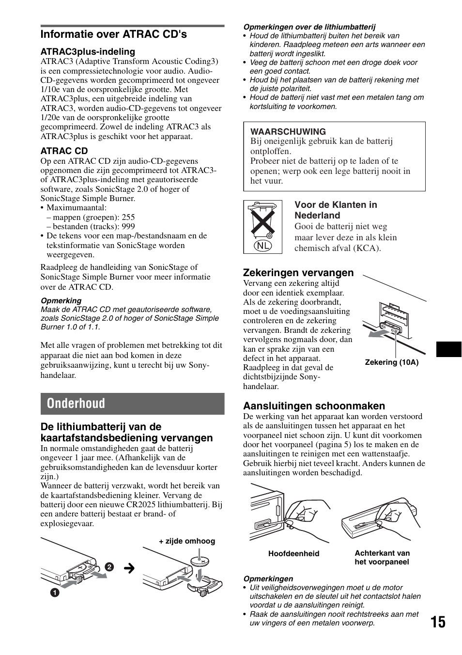 Informatie over atrac cd's, Onderhoud | Sony CDX-A360 User Manual | Page 89 / 96