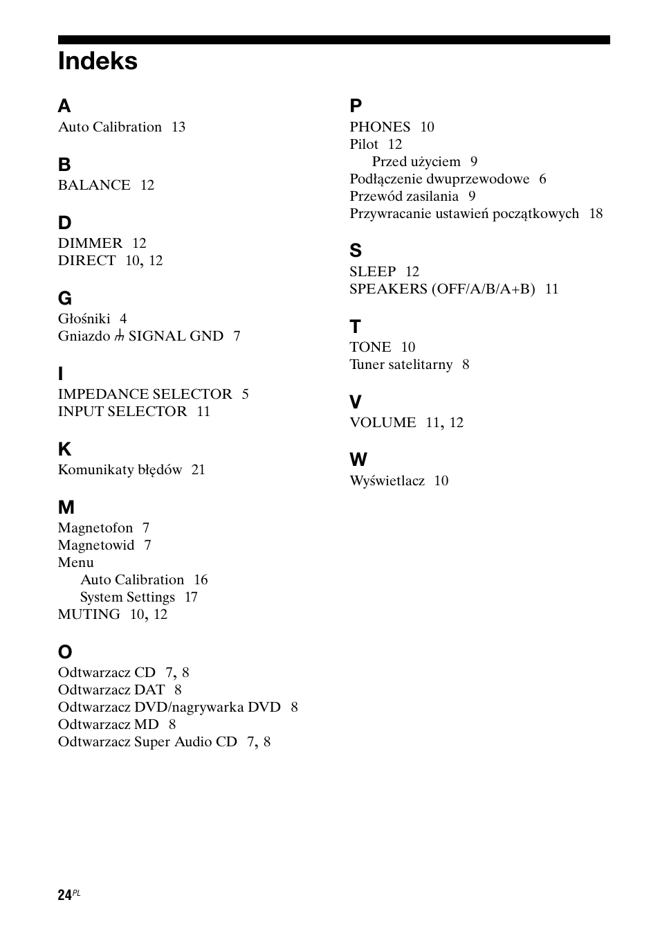Indeks | Sony TA-FA1200ES User Manual | Page 90 / 91