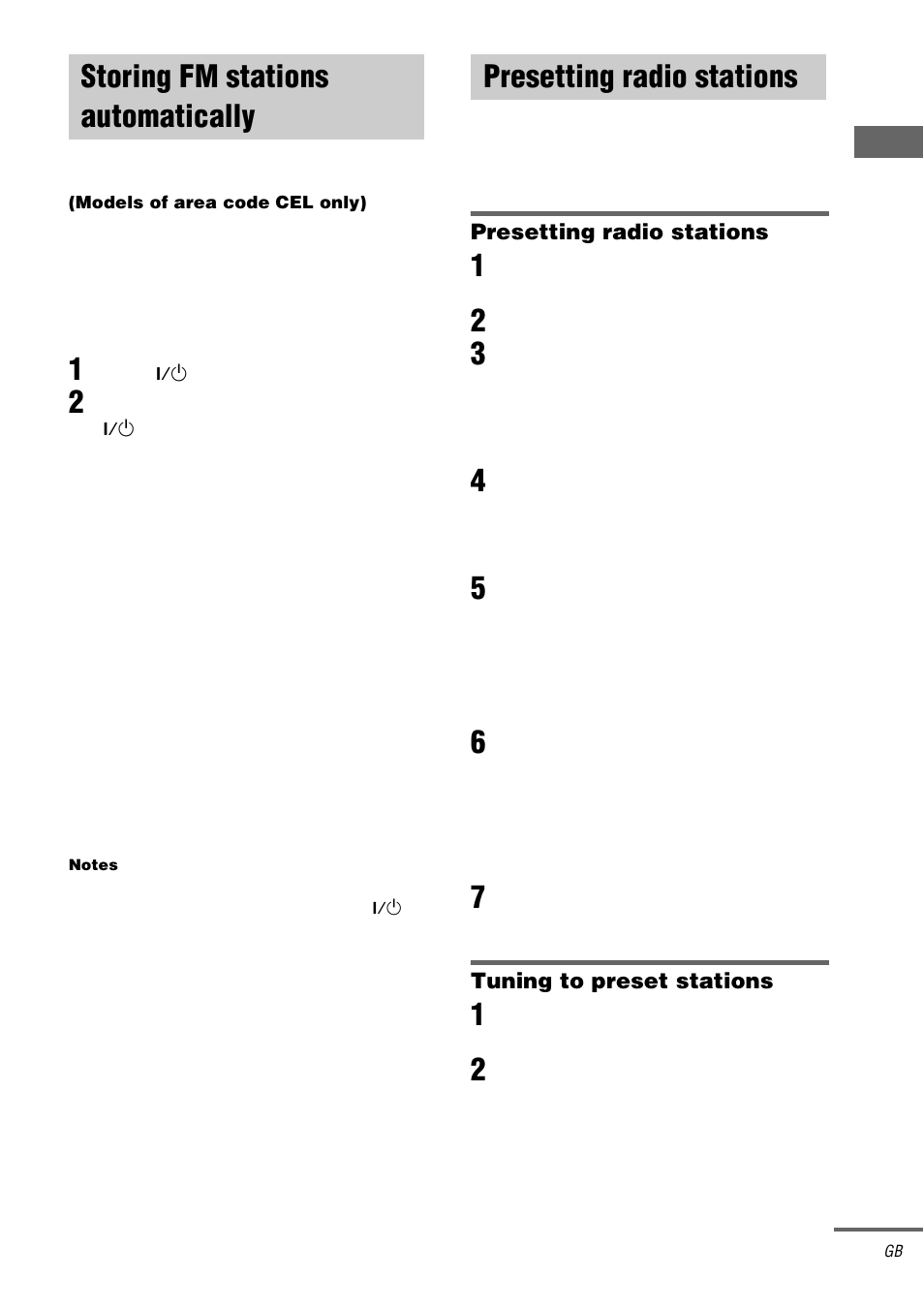 Storing fm stations automatically, Autobetical, Models of area code cel only) | Presetting radio stations, Autobetical (models of area code cel only) | Sony STR-DA5000ES User Manual | Page 27 / 68