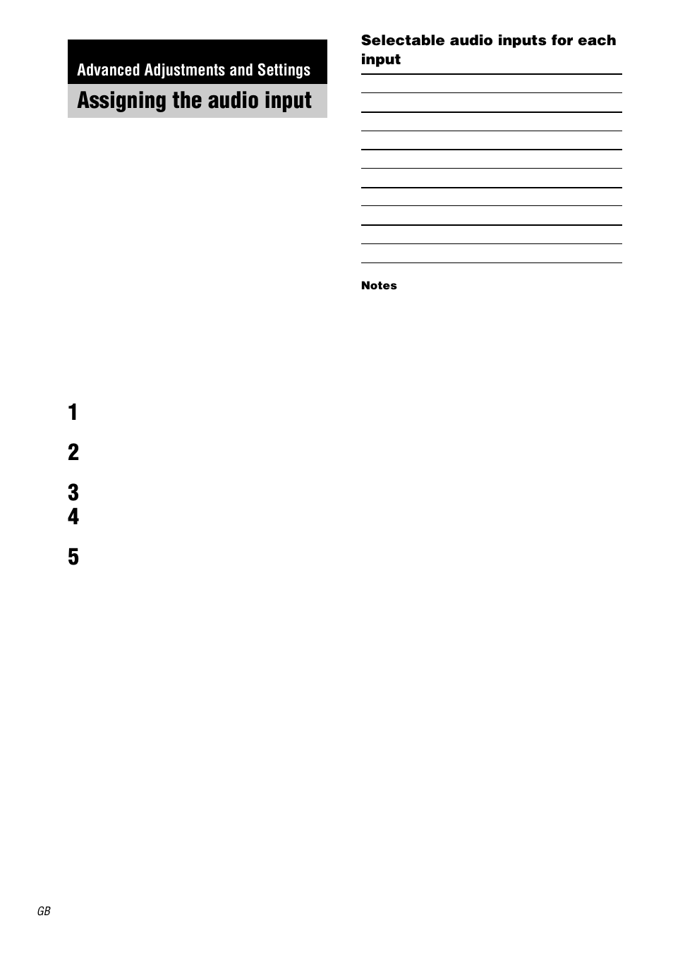 Advanced adjustments and settings, Assigning the audio input, Digital assign | Sony STR-DA5000ES User Manual | Page 38 / 68