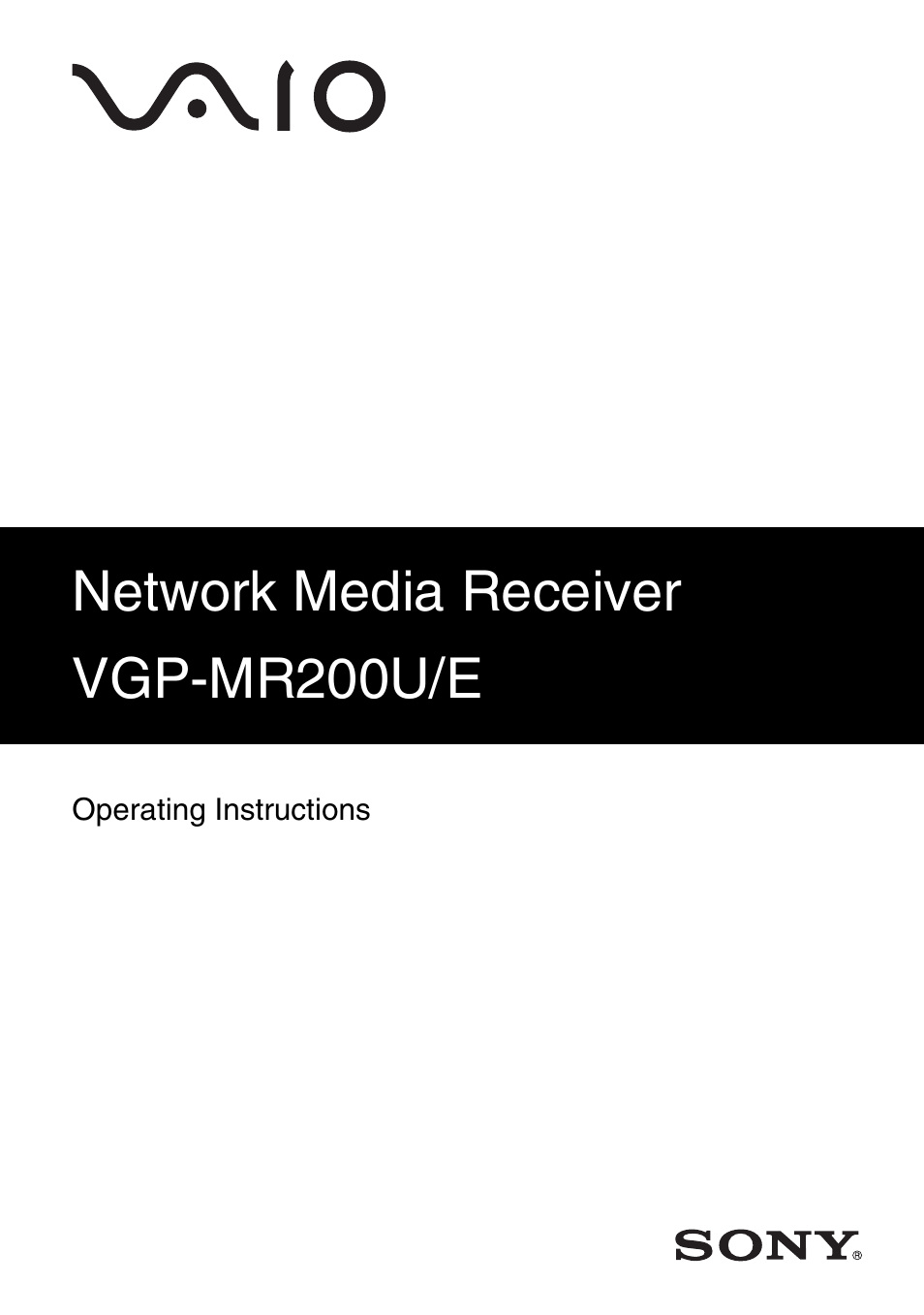 Sony VGP-MR200U/E User Manual | 69 pages