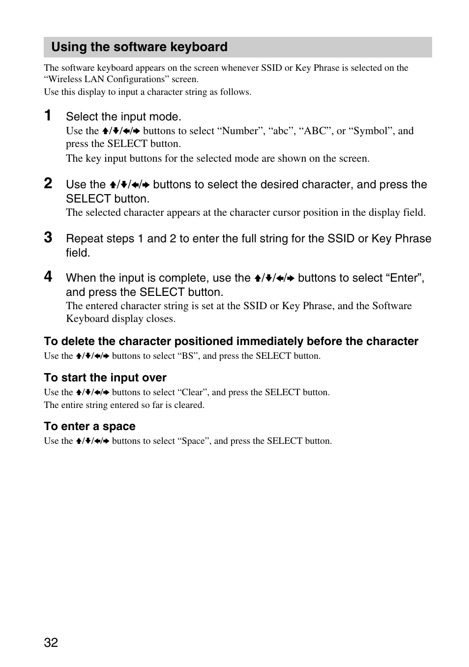 Using the software keyboard | Sony VGP-MR200U/E User Manual | Page 32 / 69