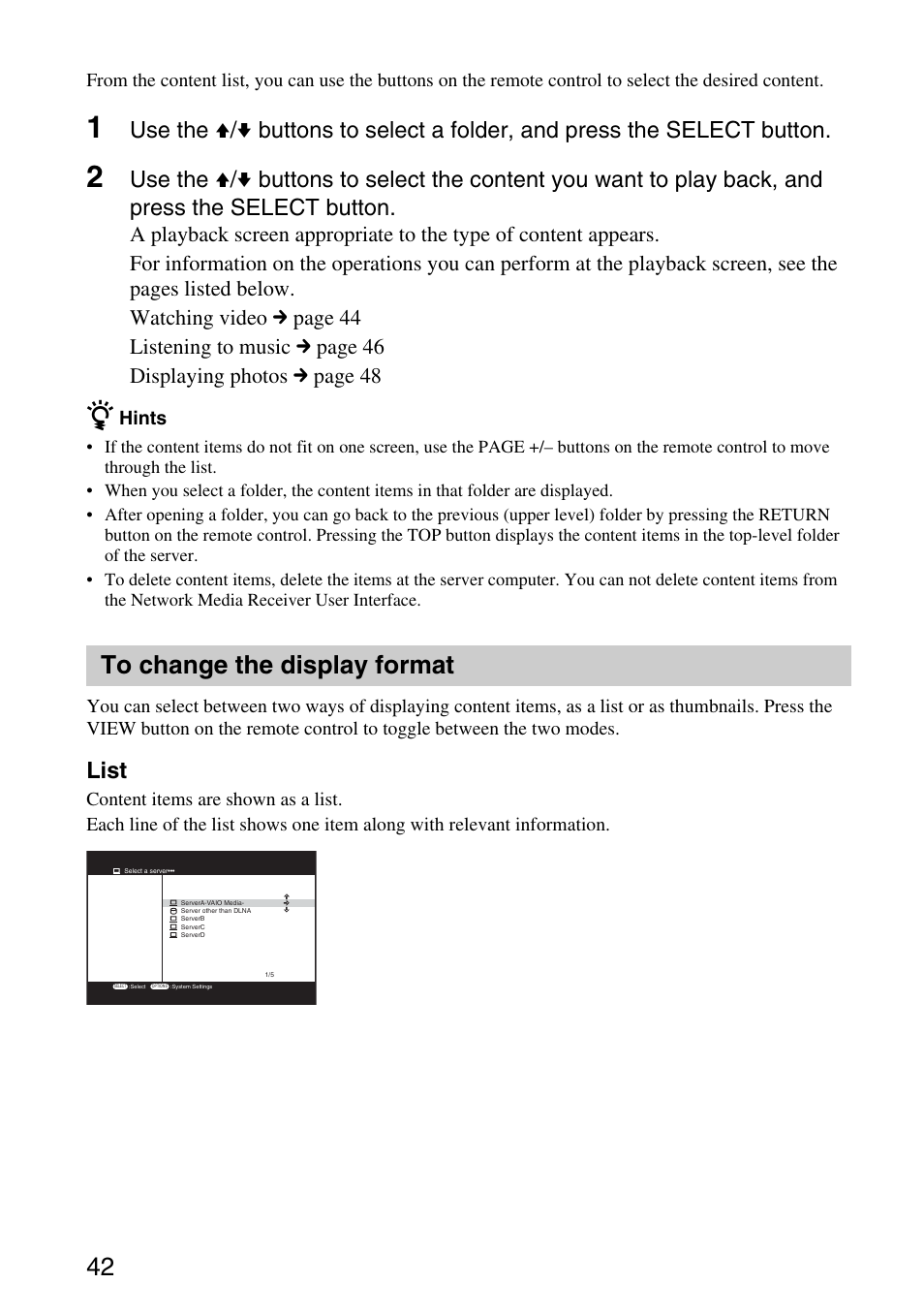 To change the display format, List | Sony VGP-MR200U/E User Manual | Page 42 / 69