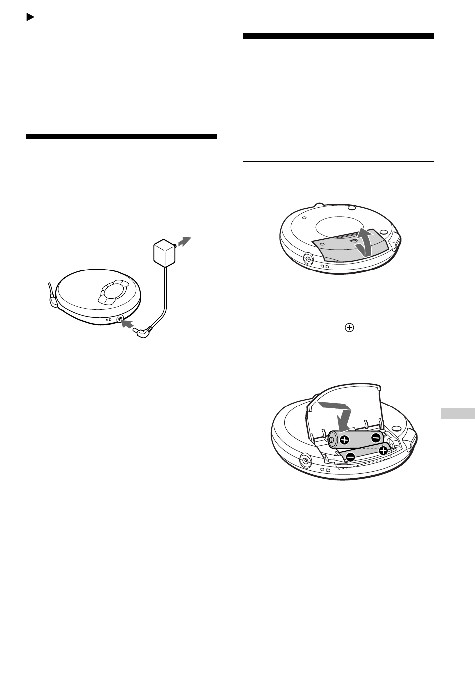 Connecting a power source, Using the ac power adaptor, Using the rechargeable batteries | Sony D-EJ616CK User Manual | Page 17 / 24