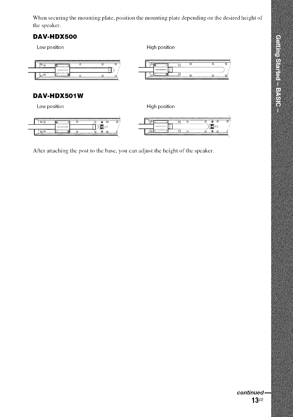 Dav-hdx500, Dav-hdx501w | Sony DA V-HDX5OO User Manual | Page 13 / 120