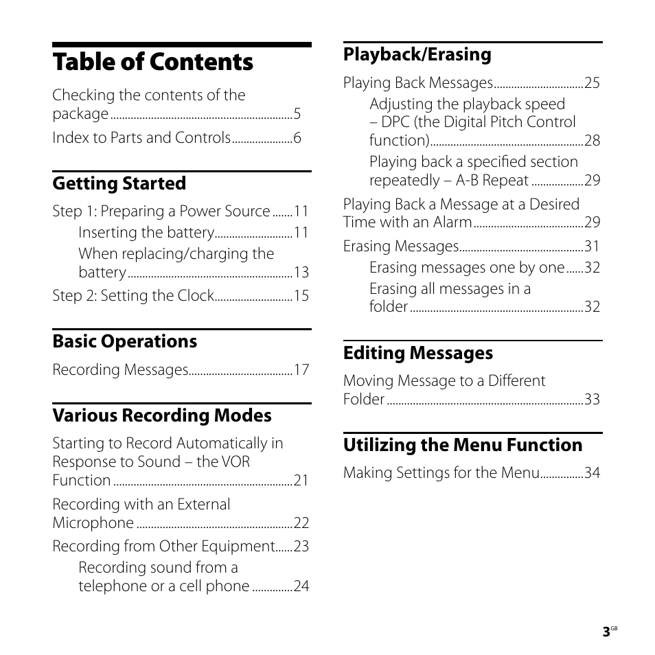 Sony ICD-UX60 User Manual | Page 3 / 68