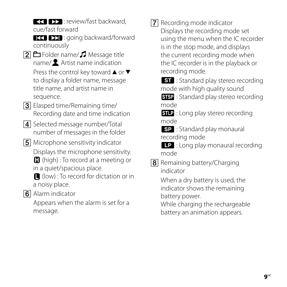 Sony ICD-UX60 User Manual | Page 9 / 68