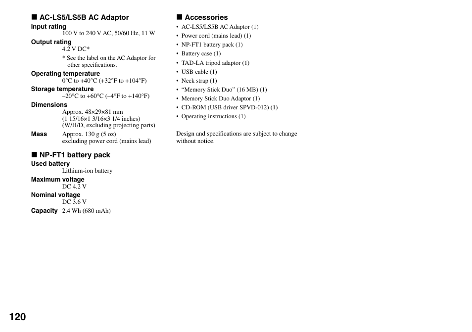 Sony Cyber-shot DSC-L1 User Manual | Page 120 / 128