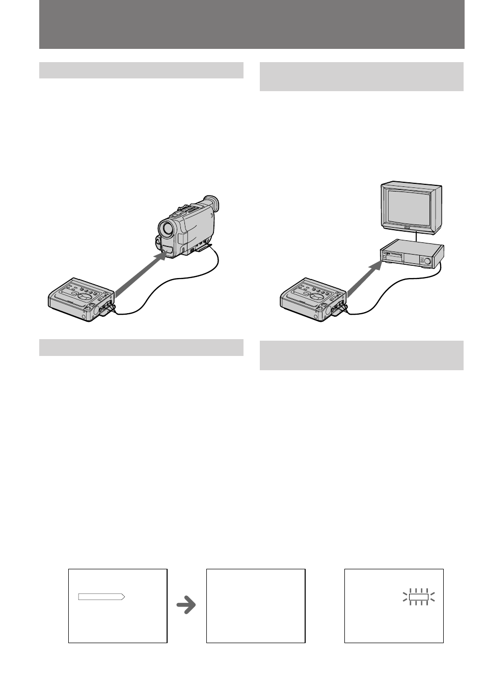 Setting the vcr to control the recording vcr, Placing both vcrs, Trying the recording vcr | Colocación de las videograbadoras, Empleo de prueba de la videograbadora grabadora | Sony GV-D300 User Manual | Page 50 / 88